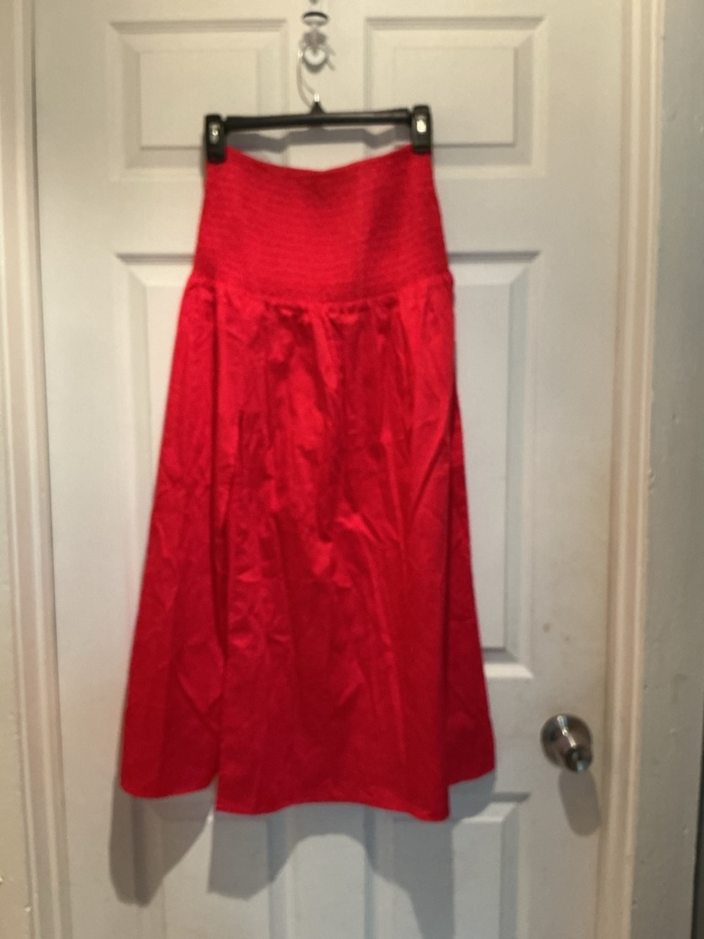 wild fable Bright Red Midi Skirt with Smocked Waist